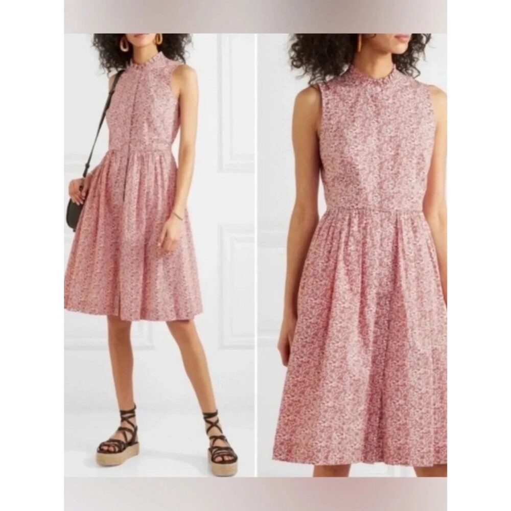 J.Crew Liberty® Chamomile Floral Shirt Sundress Sleeveless Ruffle Neck Midi  00